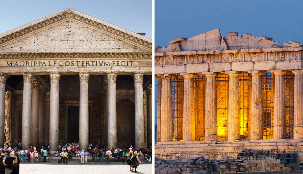 What Are Key Differences Between Parthenon and Pantheon Structures?