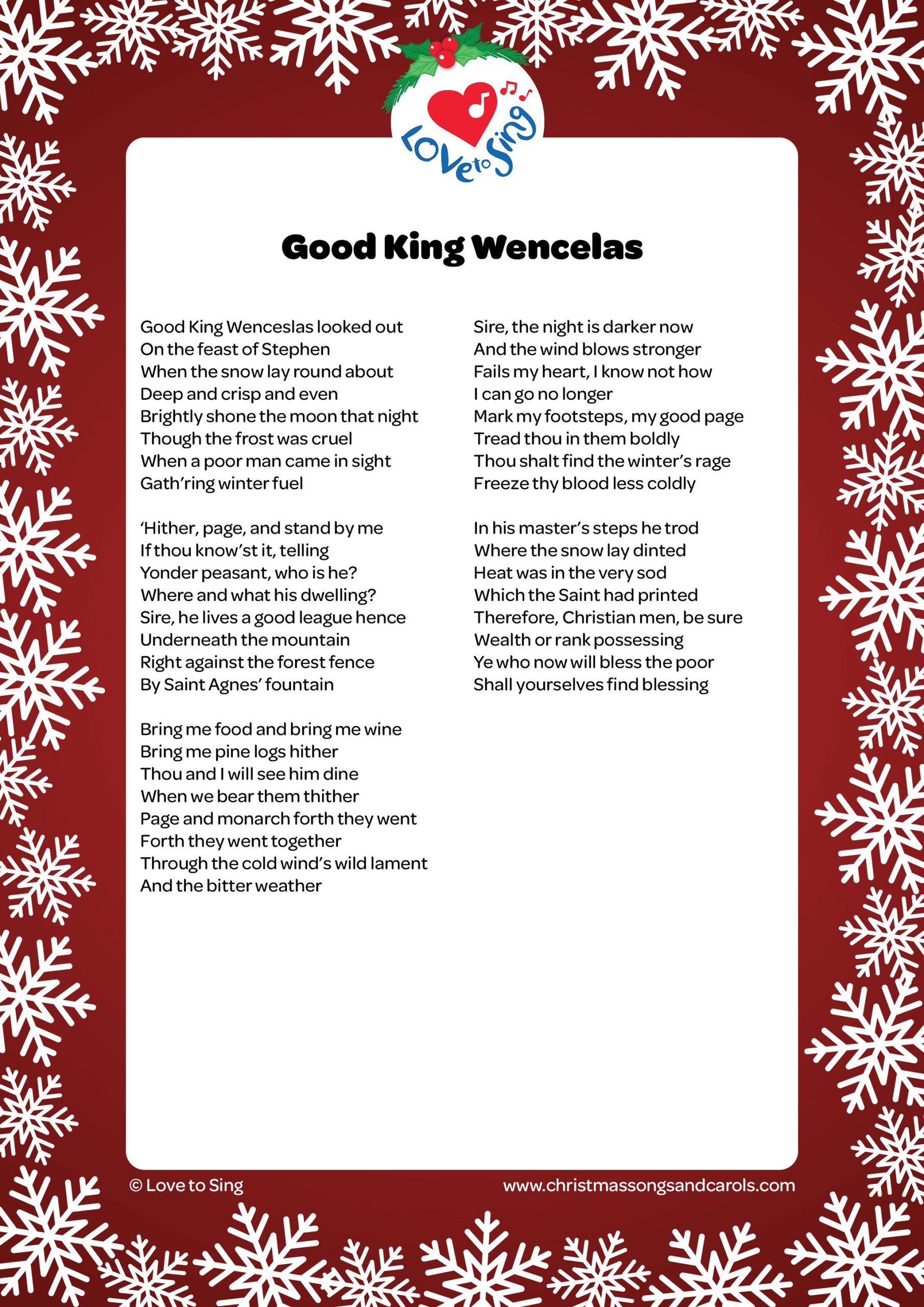 Real Good King Wenceslas Lyrics Easy Guide to the Christmas Carol Favorite