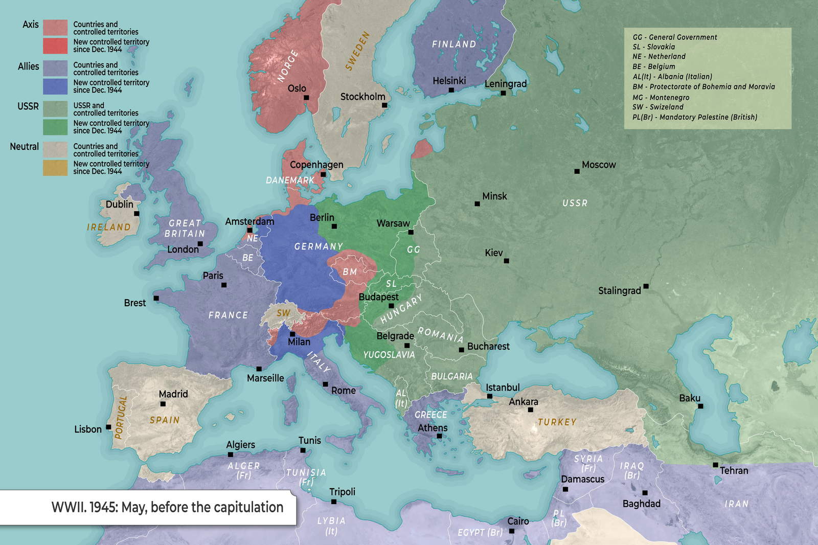 Using Maps Resources Europe May 1945 Capitulation Germany Map for History Study